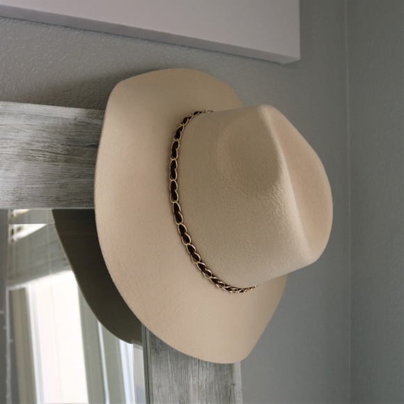 Faux Felt Chain Band Panama Hat